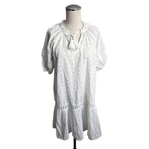 dRA Los Angeles White Cotton Eyelet Beach Coverup Dress XS